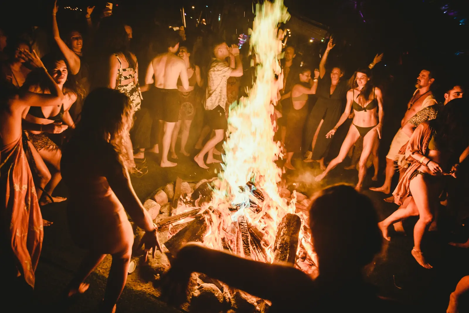 Dancers around the fire at SOULFIRE, AUM, Koh Phangan